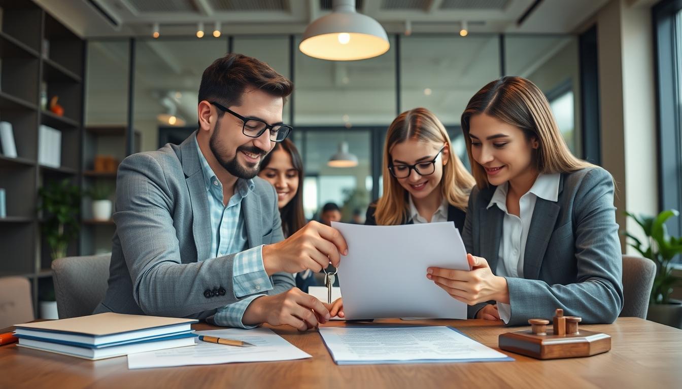 Family reviewing legal documents